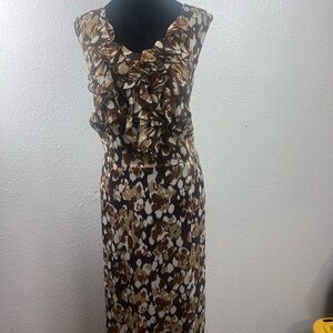 Avenue Chocolate and Cream Patterned Dress